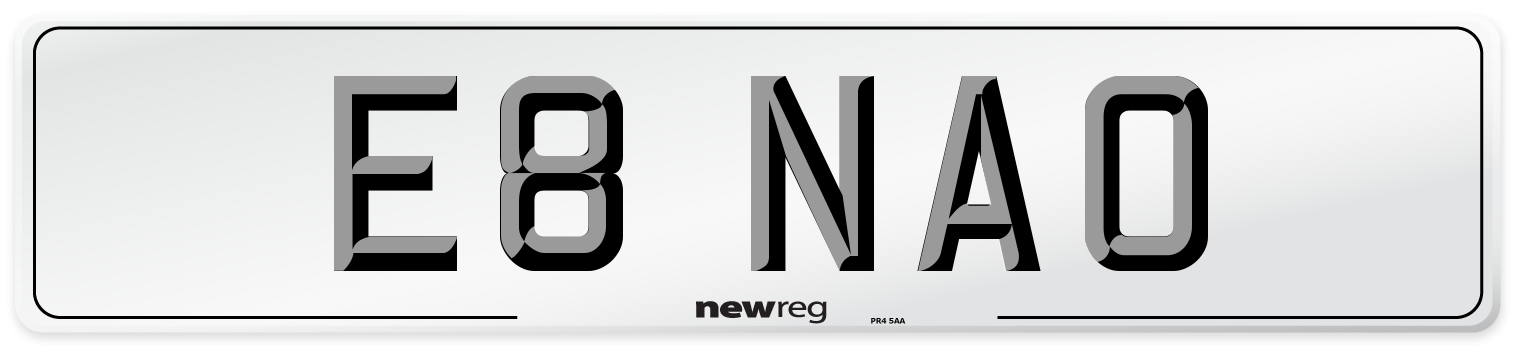 E8 NAO Number Plate from New Reg